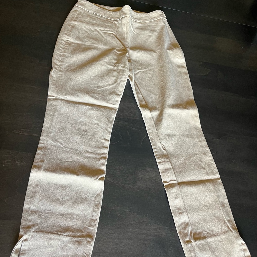 1901 Cream and Blue Cropped Ankle Pants